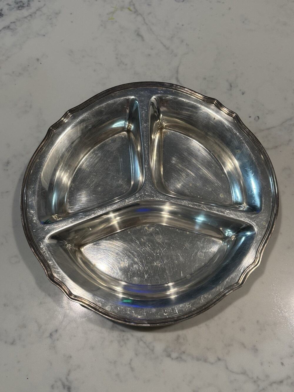 Gorham Antique EP Silver Soldered 1930 12.5” Platter 3 Section Server Large Rare
